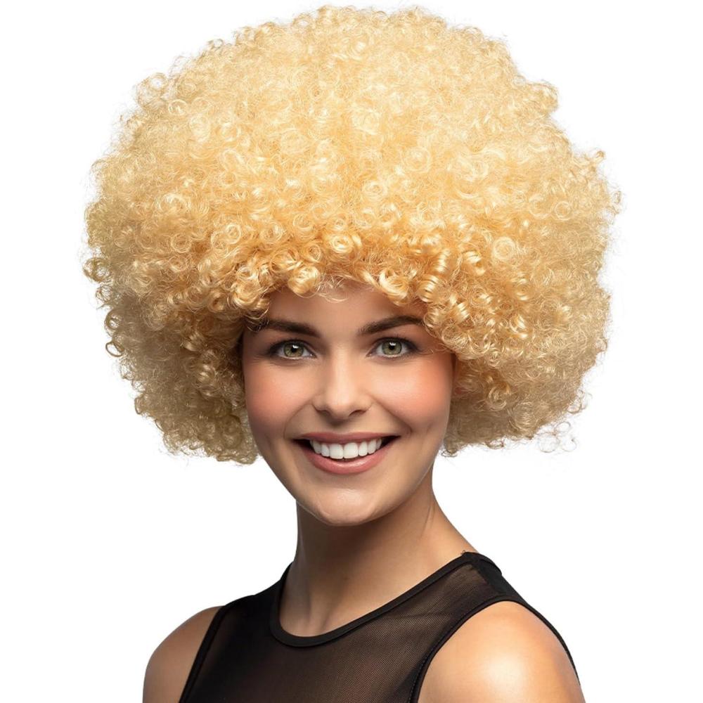 image:imageBoland Perruque boucle pour adultes Coiffure courte en cheveux synthtiques Perruque pour le carnaval Halloween et JGA Accessoires pour les dguisements de carnavalBlond