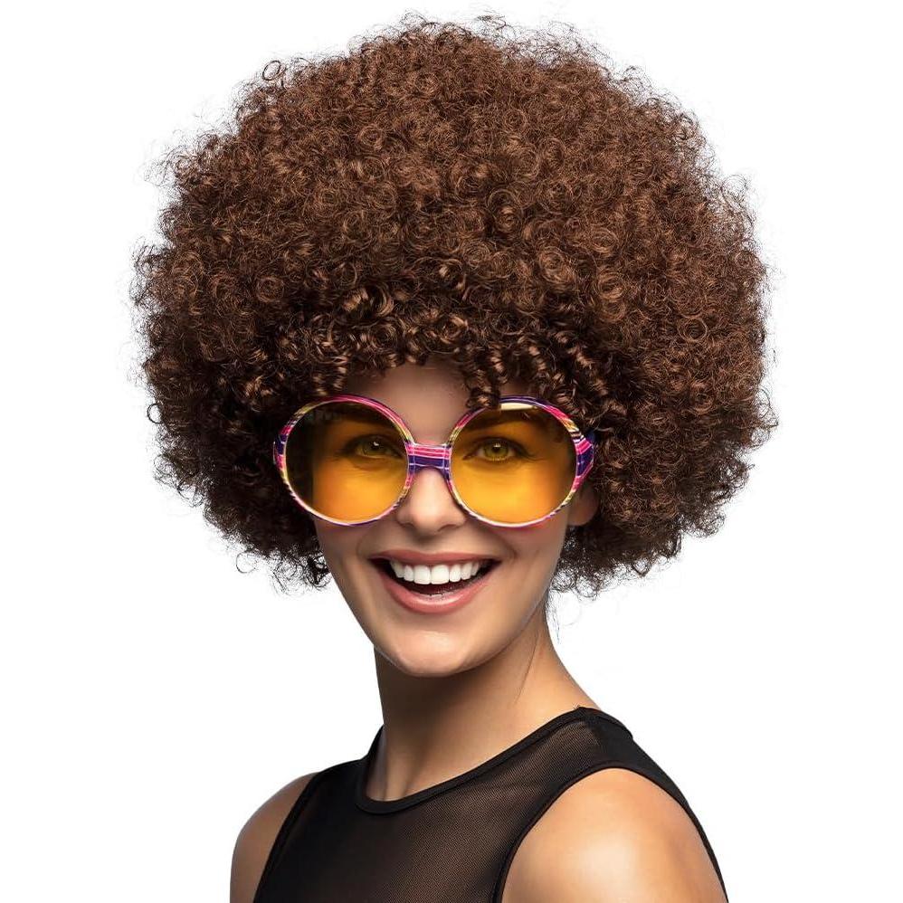 image:imageBoland Perruque boucle pour adultes Coiffure courte en cheveux synthtiques Perruque pour le carnaval Halloween et JGA Accessoires pour les dguisements de carnavalBrun
