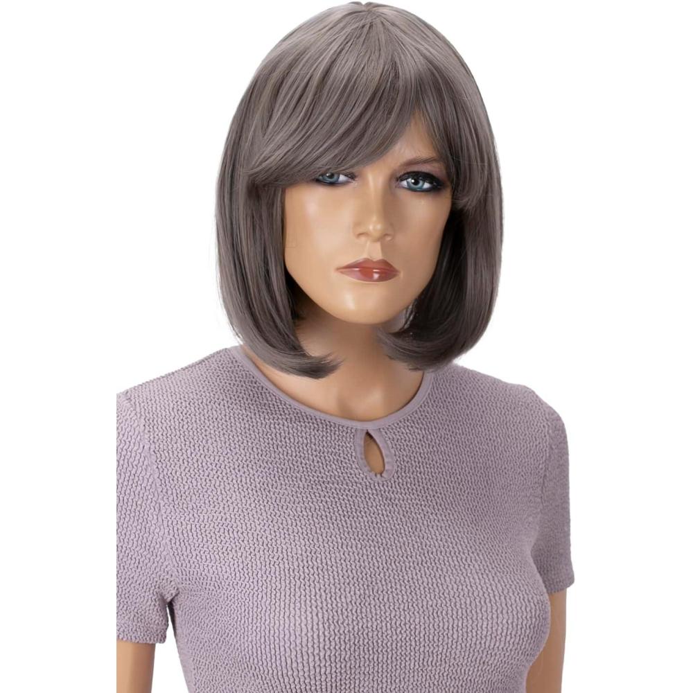 image:imageCAISHA Perruque Bob Cheveux Courts Cosplay Spectacle De Thtre Fibre Synthtique Rsistante la Chaleur Raide Blond Clair Jauntre SH032mgris fonc gris SH032h