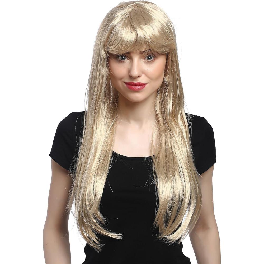 image:imageWIG ME UP 91091ZA83 Perruque Carnaval Long Lisse Poney Blond Claire 60cm
