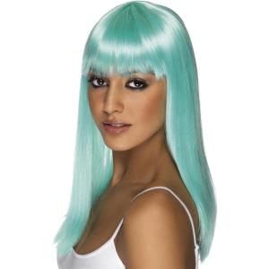 Perruque Longue Blonde(Aqua Fluo)