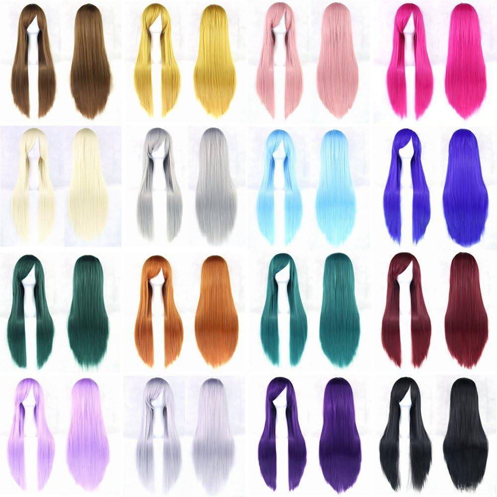 image:image315quot80cm Longue Perruque Cosplay Anime Femme Cheveux Longs Raides Perruque Synthtique Quotidienne Partiorange