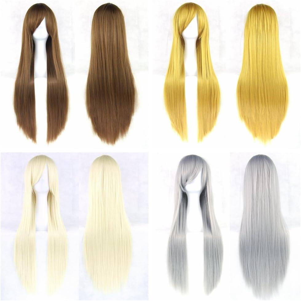 image:image315quot80cm Longue Perruque Cosplay Anime Femme Cheveux Longs Raides Perruque Synthtique Quotidienne Partiorange