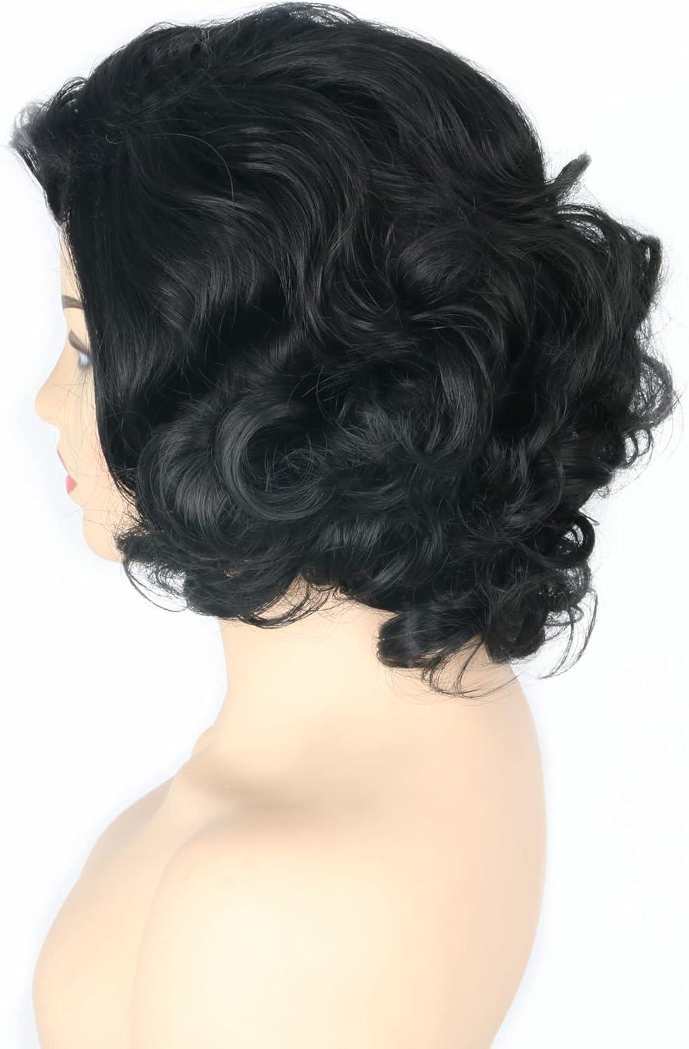 image:imageTopcosplay Perruque blonde pour femme Courte et ondule Pour Halloween cosplay dguisementNoir