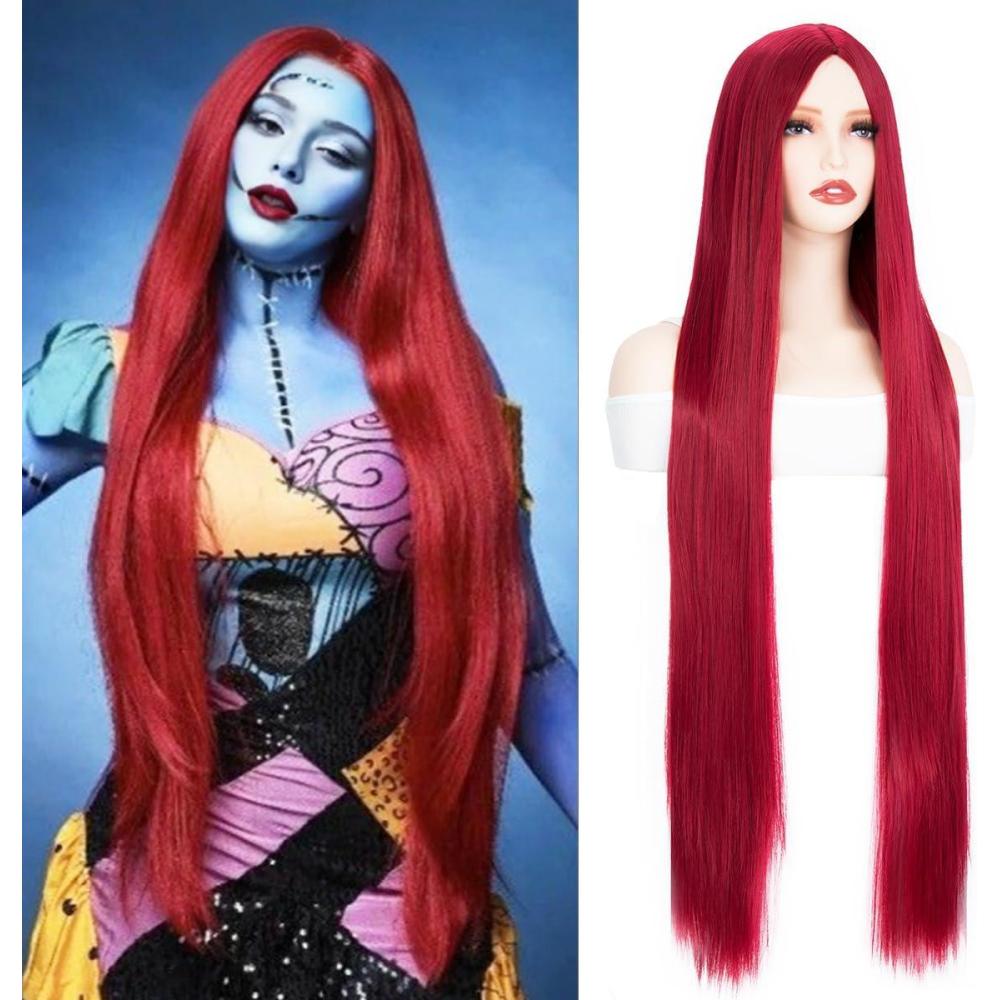 image:imagePerruque de cosplay Coupe rglable Longue perruque tresse double avec frange Perruque dHalloween Orange Pour fte carnaval Pour femme et fillerouge