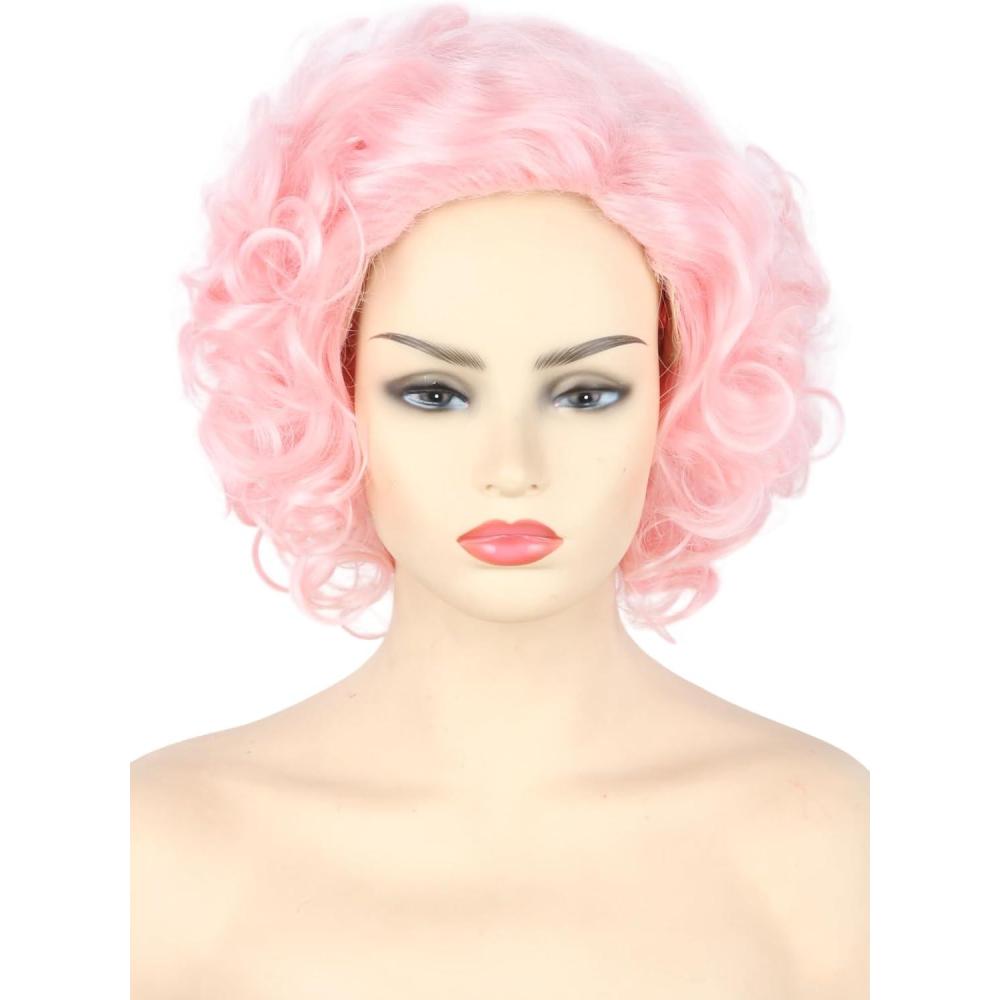 image:imageTopcosplay Perruque blonde pour femme Courte et ondule Pour Halloween cosplay dguisementRose