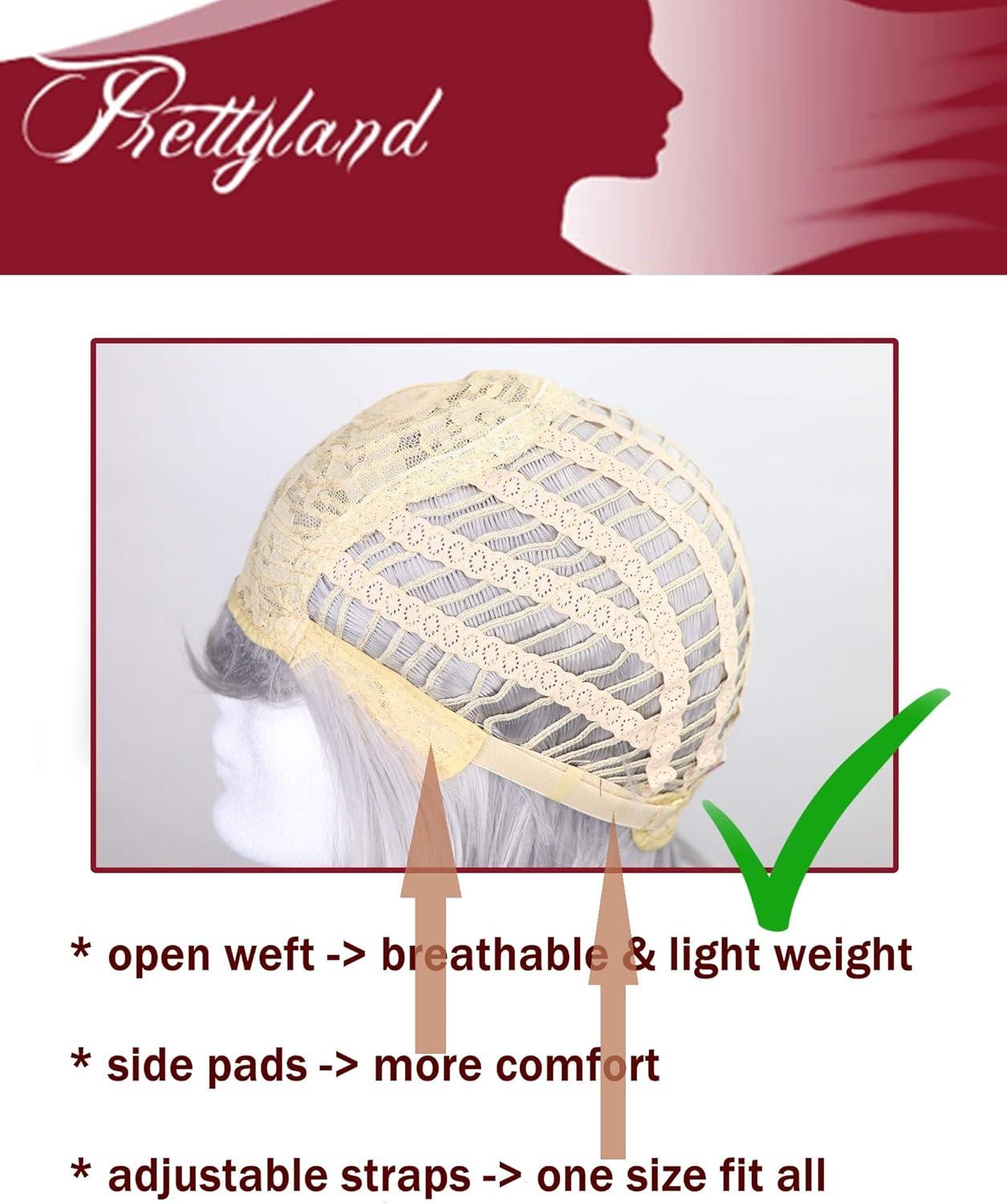 image:imagePrettyland Perruque Moyenne naturels Carr Bob Frange Raide Wig Cheveux Courte Brun fonc Noir Cloptre C932Noir