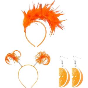 1 Bandeau en Plumes, 1 Bandeau De Perruque Et 1 Paire De Boucles d&rsquo;oreilles, Accessoires De Performance, Accessoires De Costumes De Fête, Accessoires À La Mode Et Personnalisés.