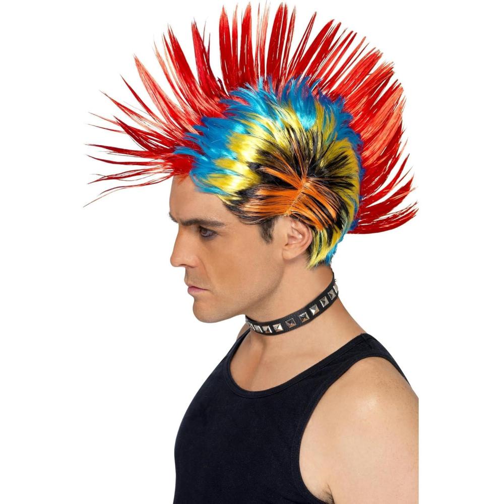 image:imageSmiffys Perruque punk de rue des annes 80 Mohawk multi couleurs HalloweenMulticolore