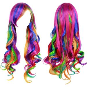 1 Perruque Couleur, Accessoires De Cosplay, Perruque Longue Ondulée, Perruque Pour Femmes, Perruque De Fête.