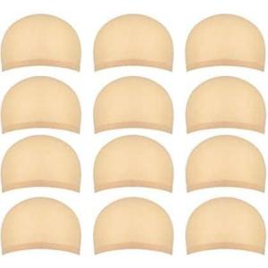 12 Pack Cap de Perruque pour Femmes Et Hommes, chapeaux de perruque en nylon en tissu extensible et mince, taille unique (beige naturel)(beige naturel)