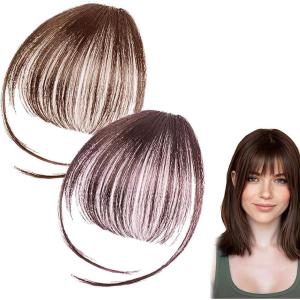2 Couleurs Frange à Clips Franges Frontales Postiche De Cheveux Naturel Mini Fausse Frange de Cheveux Mode Une Extension de Cheveux à Clipser Bangs Clip In Extensions Air Bangs with Temples