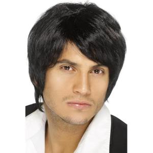 adultes Fancy Dress Party Boy Band Perruque pour homme coloré icônes Modèle Clubwear(Noir)