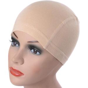 1 pièce Wig Cap Bonnet en bambou Bonnet de perruque élastique pour perruques (brun foncé)(beige)