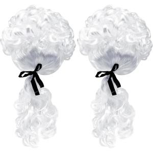 2 Pièces Perruque Baroque, Renaissance Juge Lord Compositeur Perruque, Perruque Marquis avec Ruban Noir, Baroque Homme Perruque Noble, Halloween Cosplay Déguisements Noble Perruque(Blanc)