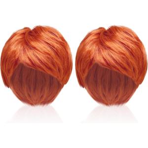 2 Pcs Perruque Homme Rousse Courte Déguisement Perruque Orange Perruque Fete Punk Rock Star Accessoires de Costume Perruques Années 80 pour Fêtes Carnaval Halloween(2 Pièces)