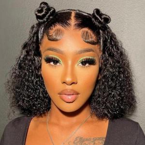 13 x 6 Perruque en cheveux humains marron chocolat 66 cm HD Transparent Lace Frontal Wigs Body Wave pré-bouclée sans colle Densité 150(Kinky Curly Lace Front Bob Wigs)