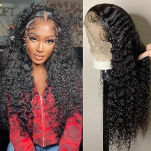 13 x 6 Perruque en cheveux humains marron chocolat 66 cm HD Transparent Lace Frontal Wigs Body Wave pré-bouclée sans colle Densité 150(Lace Front Wigs Deep Wave)