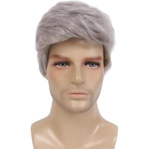 1 Morceau De Cheveux Courts Gris, Filet De Cheveux, Belle Personnalité, Perruque Créative Pour Hommes, Accessoires De Rôle, Décoration De Coiffure Quotidienne.