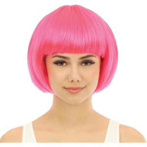 P&rsquo;TIT CLOWN – 60596 – Perruque Cabaret – Bob Wig – Accessoire de Déguisement – Parfait pour Carnaval, Fêtes à Thèmes, Soirées Costumées, Manga, Cosplay, Halloween – Cheveux Synthétiques – Blond(Rose)