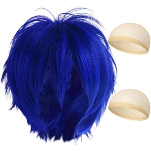 1 Perruque Courte Et 2 Filets À Cheveux, Accessoires De Cosplay, Perruques D&rsquo;Anime, Accessoires De Fête, Accessoires Pour Cheveux