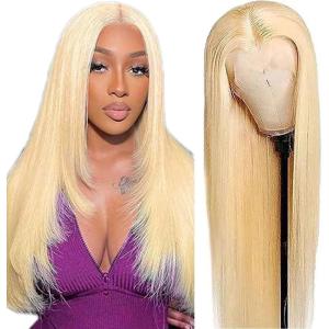 13×4 Swiss Lace Front Human Hair Wig Cheveux Humain Glueless Wig Unprocessed Brazilian Virgin Human Hair Straight P427 Highlight Brown Pre Plucked With Natural Hairline 20 Inch(13X4 #613 Light Blonde Straight Wig)