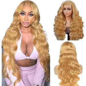 13×4 Swiss Lace Front Human Hair Wig Cheveux Humain Glueless Wig Unprocessed Brazilian Virgin Human Hair Straight P427 Highlight Brown Pre Plucked With Natural Hairline 20 Inch(13×6 #27 Body Wave Wig)