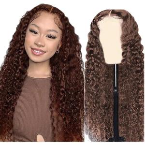 13×4 Swiss Lace Front Human Hair Wig Cheveux Humain Glueless Wig Unprocessed Brazilian Virgin Human Hair Straight P427 Highlight Brown Pre Plucked With Natural Hairline 20 Inch(13X4 #4 Chocolate Brown Deep Wave Wig)