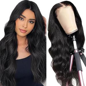 13×6 Human Hair Wig Curly Wave Lace Frontal Perruque Femme Naturelle Cheveux Humain Glueless Cheveux Humain 150% Density Sans Colle Couleur Reddish Brown for Woman 12 Pouces(13X6 #1B Body Wave)