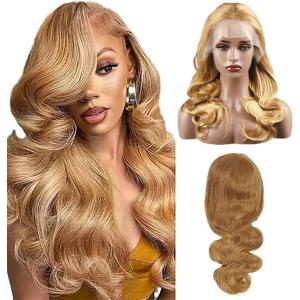 13×6 Human Hair Wig Curly Wave Lace Frontal Perruque Femme Naturelle Cheveux Humain Glueless Cheveux Humain 150% Density Sans Colle Couleur Reddish Brown for Woman 12 Pouces(13X6 #27 Body Wave)