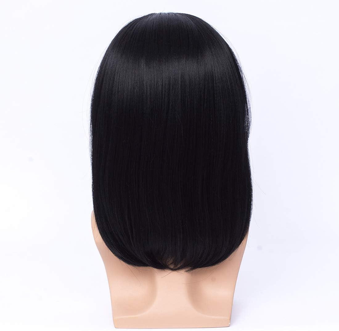 image:imageFVCENT Perruque courte droite noire de Vincent Vega de Pulp Fiction perruques avec 1 cravate Bolo perruque courte droite noire pour homme Costume Halloween