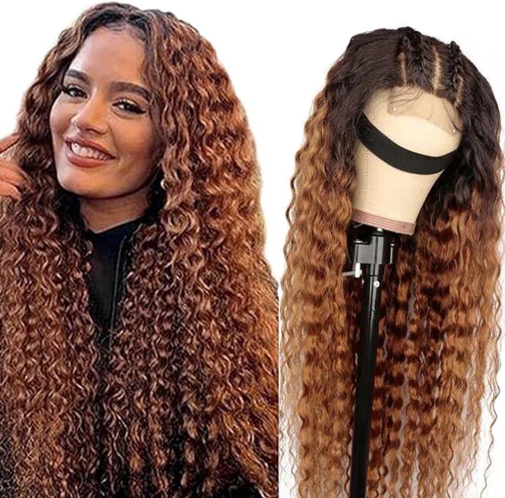 image:imageHuman Hair Wig Water Wave Perruque Cheveux Humain 5X5 Lace Front Perruque Femme Naturelle Brsilien 4 Chocolate 100 Unprocessed Brazilian Virgin Hair Glueless Wear and Go 34 Pouce13X4 1B30 Deep Wave
