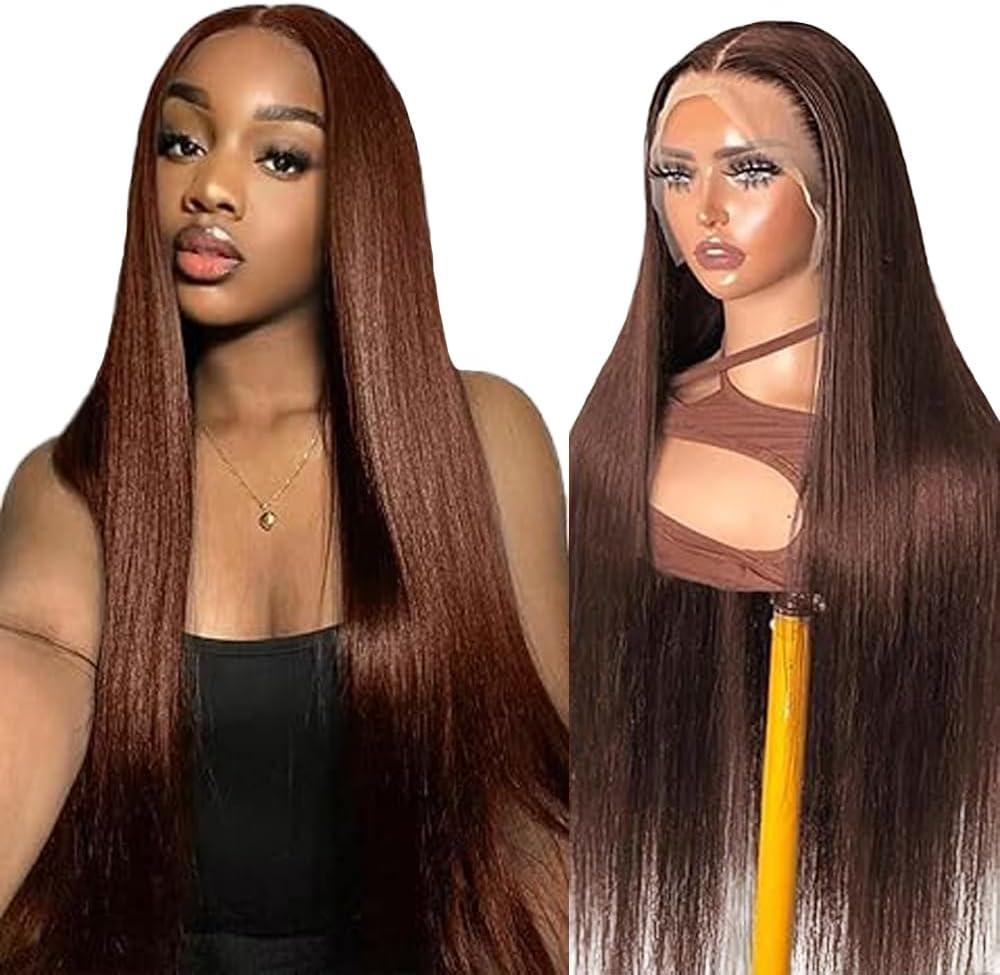 image:imageHuman Hair Wig Water Wave Perruque Cheveux Humain 5X5 Lace Front Perruque Femme Naturelle Brsilien 4 Chocolate 100 Unprocessed Brazilian Virgin Hair Glueless Wear and Go 34 Pouce13X4 4 Straight Wave