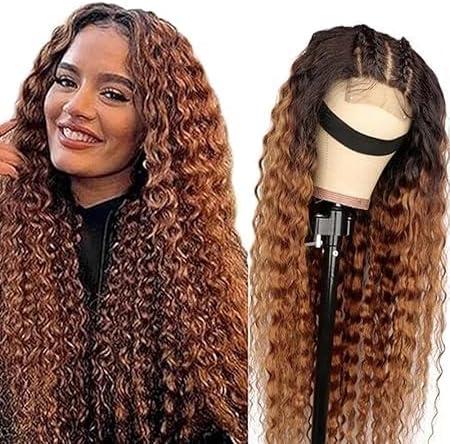 image:imageHuman Hair Wig Water Wave Perruque Cheveux Humain 5X5 Lace Front Perruque Femme Naturelle Brsilien 4 Chocolate 100 Unprocessed Brazilian Virgin Hair Glueless Wear and Go 34 Pouce13X4 1B30 Deep Wave