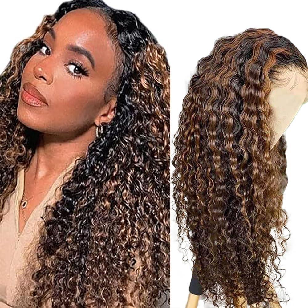 image:imageHuman Hair Wig Water Wave Perruque Cheveux Humain 5X5 Lace Front Perruque Femme Naturelle Brsilien 4 Chocolate 100 Unprocessed Brazilian Virgin Hair Glueless Wear and Go 34 Pouce13X4 P430 Deep Wave
