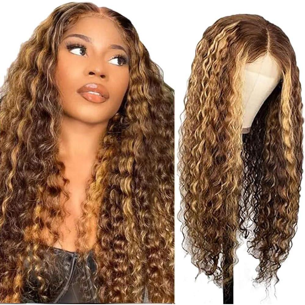 image:imageHuman Hair Wig Water Wave Perruque Cheveux Humain 5X5 Lace Front Perruque Femme Naturelle Brsilien 4 Chocolate 100 Unprocessed Brazilian Virgin Hair Glueless Wear and Go 34 Pouce13X4 P427 Deep Wave Human Hair Wig