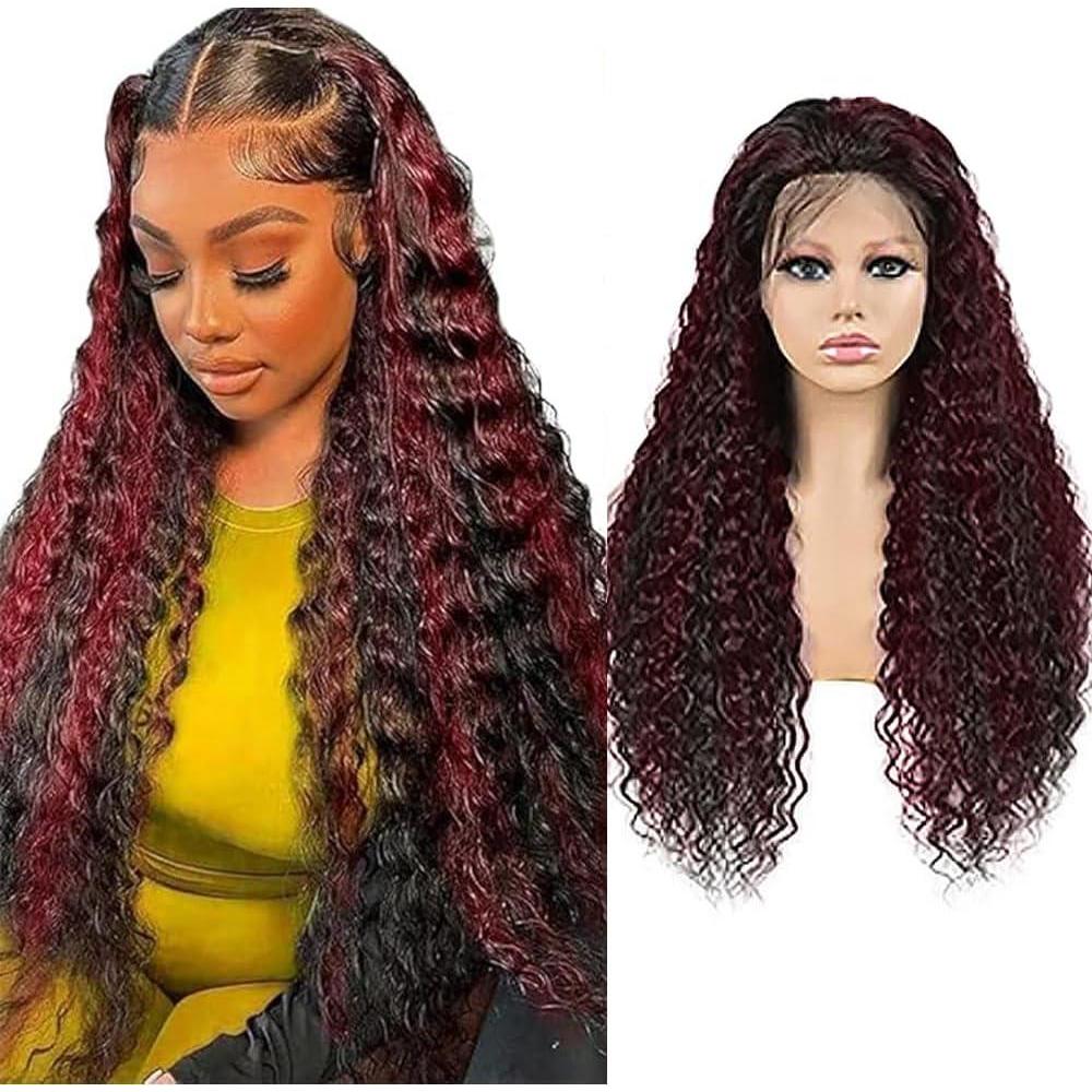 image:imageHuman Hair Wig Water Wave Perruque Cheveux Humain 5X5 Lace Front Perruque Femme Naturelle Brsilien 4 Chocolate 100 Unprocessed Brazilian Virgin Hair Glueless Wear and Go 34 Pouce13X4 P1B99J Deep Wave