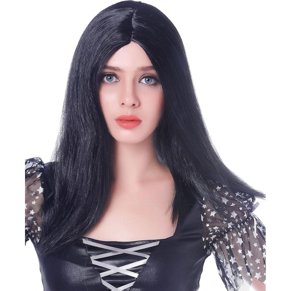 image:imageDEGUISE TOI Perruque longue noire femme 45 cm Perruque Taille Unique Noir Accessoires pour dguisement Synthtique Halloweencarnaval