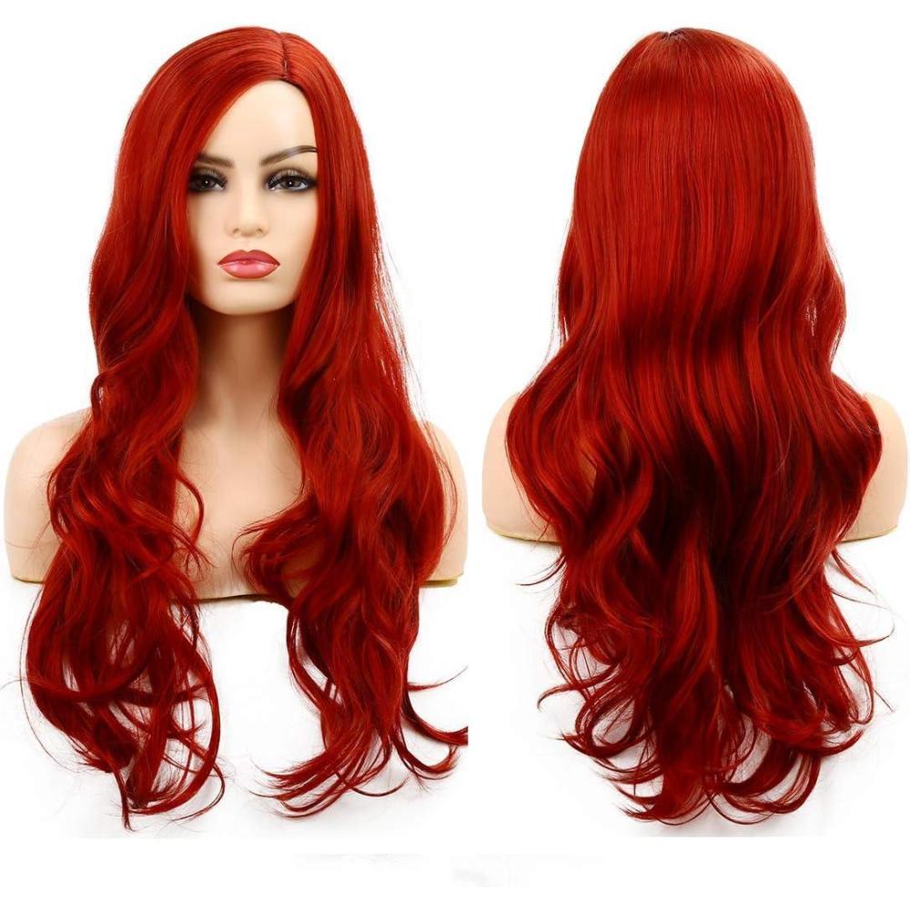 image:imagePerruque Rouge Dames Longues Boucls Onduls Cheveux Perruques Synthtique Cosplay Pleine Perruque Halloween Costume PartyL205Rouge