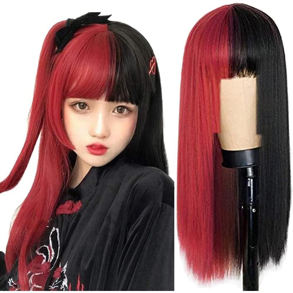 image:imagePerruque Rouge Dames Longues Boucls Onduls Cheveux Perruques Synthtique Cosplay Pleine Perruque Halloween Costume PartyRouge