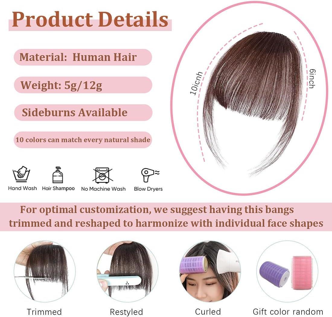 image:imageFrange de cheveux humains naturels avec branches clip invisible en frange pour volume instantan et polyvalence de coiffure parfaite pour fixer la racine des cheveux blond cendr propre 12 gnoirmarron
