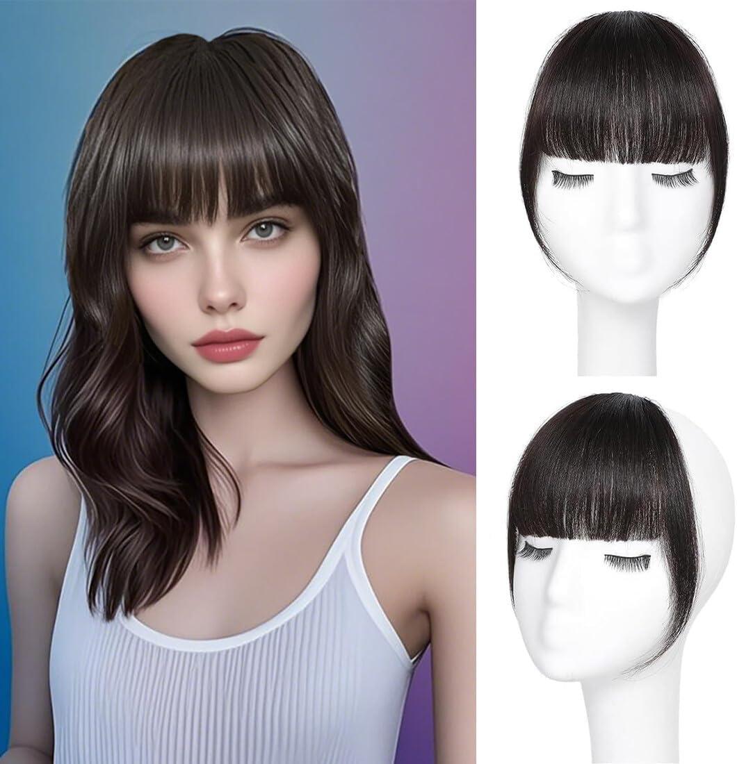 image:imageFrange de cheveux humains naturels avec branches clip invisible en frange pour volume instantan et polyvalence de coiffure parfaite pour fixer la racine des cheveux blond cendr propre 12 gnoirmarron
