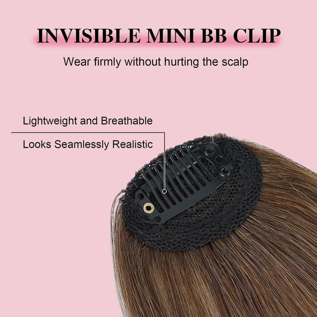 image:imageFrange de cheveux humains naturels avec branches clip invisible en frange pour volume instantan et polyvalence de coiffure parfaite pour fixer la racine des cheveux blond cendr propre 12 gnoirmarron