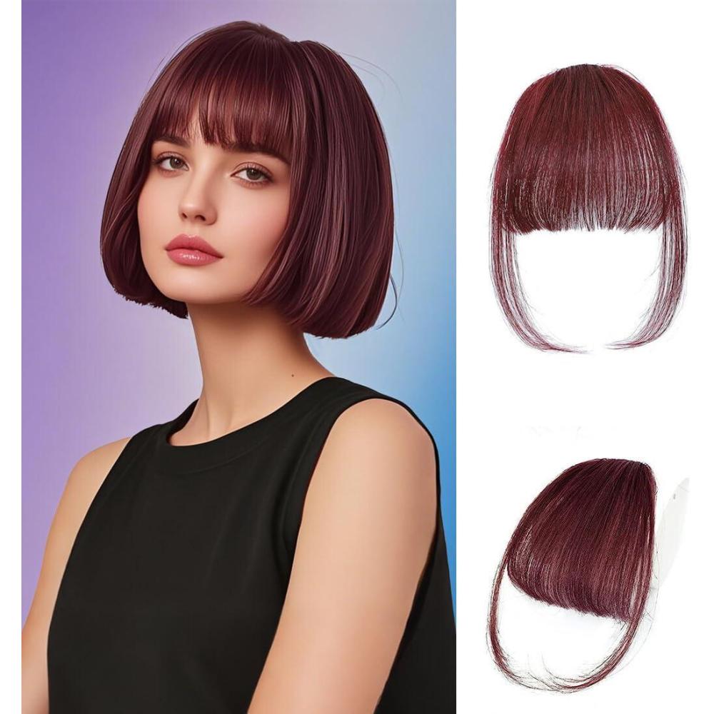 image:imageFrange de cheveux humains naturels avec branches clip invisible en frange pour volume instantan et polyvalence de coiffure parfaite pour fixer la racine des cheveux blond cendr propre 12 grouge vin