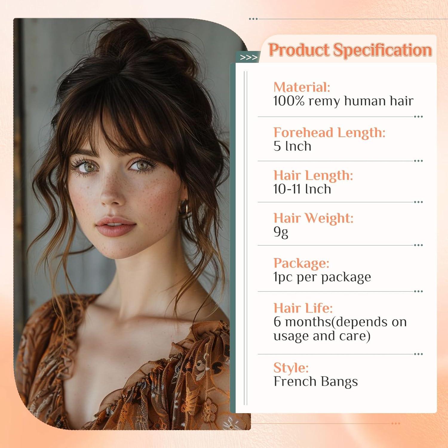 image:imageBenehair Topper de Vrais Cheveux pour Femme 100 Humain Chevelure Frange Latrale 9g Toppers pour aux Cheveux Fins 5x12 Base de Dentelle Vrais Chevelure Pince Brun Moka 2RBrun Clair 6