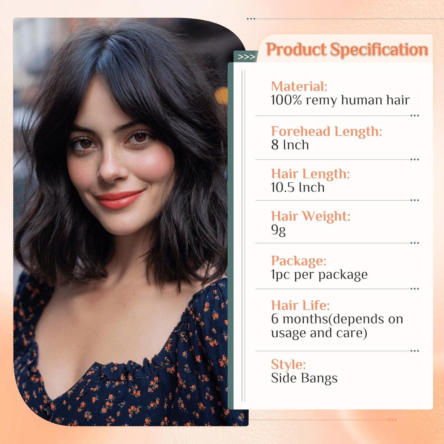 image:imageBenehair Topper de Vrais Cheveux pour Femme 100 Humain Chevelure Frange Latrale 9g Toppers pour aux Cheveux Fins 5x12 Base de Dentelle Vrais Chevelure Pince Brun Moka 2RBrun Clair 6