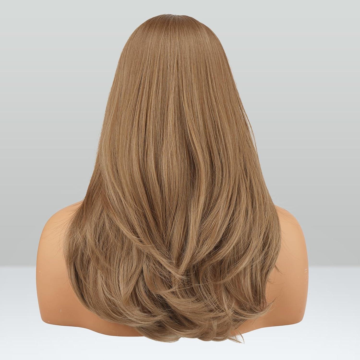image:imageFESHFEN Perruque Longue avec Frange Naturelle Synthtiques Blond Clair Sale Perruque de Cheveux Perruque Carnaval de Cosplay pour Femme 45 cmBlond mixteCurtain Bangs