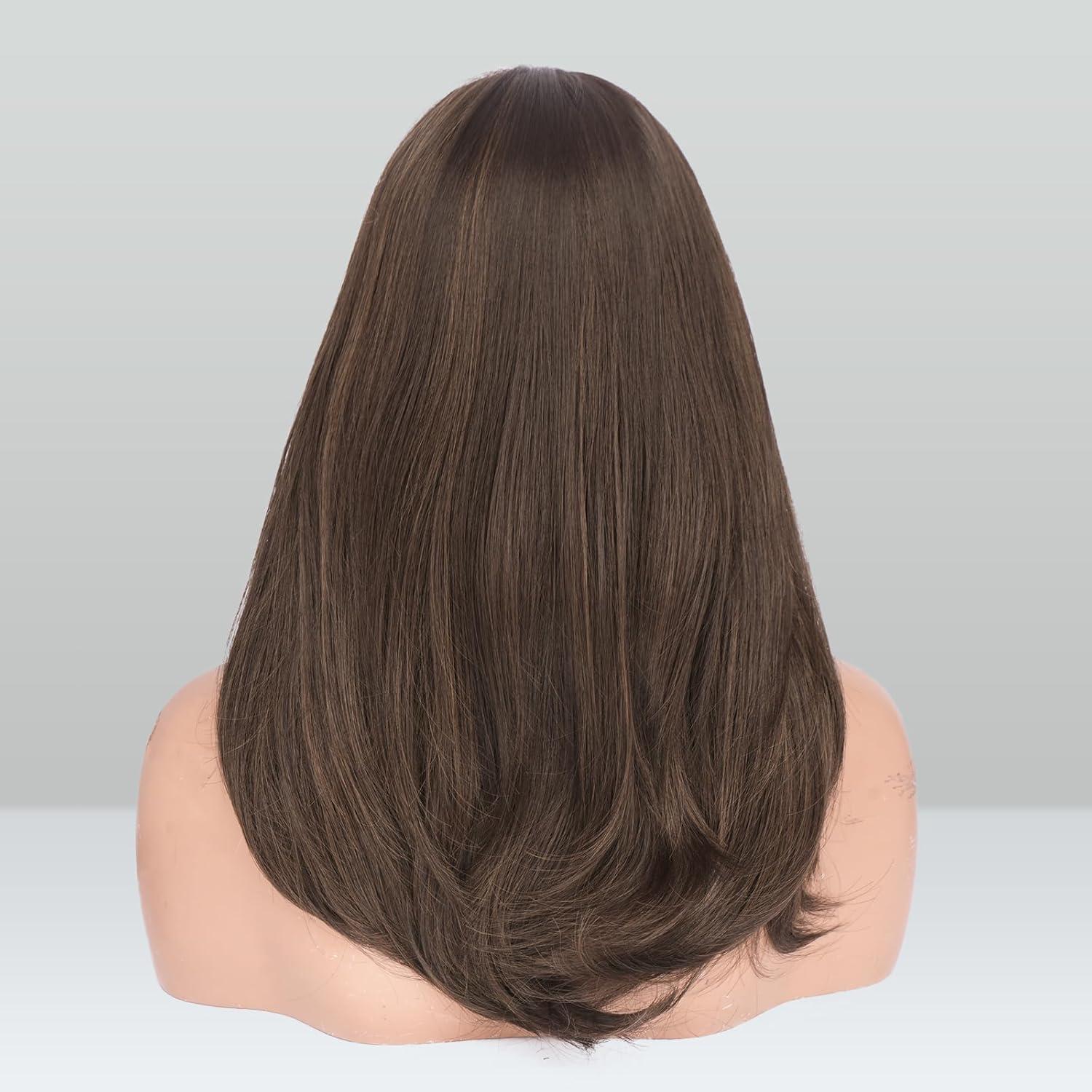 image:imageFESHFEN Perruque Longue avec Frange Naturelle Synthtiques Blond Clair Sale Perruque de Cheveux Perruque Carnaval de Cosplay pour Femme 45 cmChtain avec RefletsCurtain Bangs
