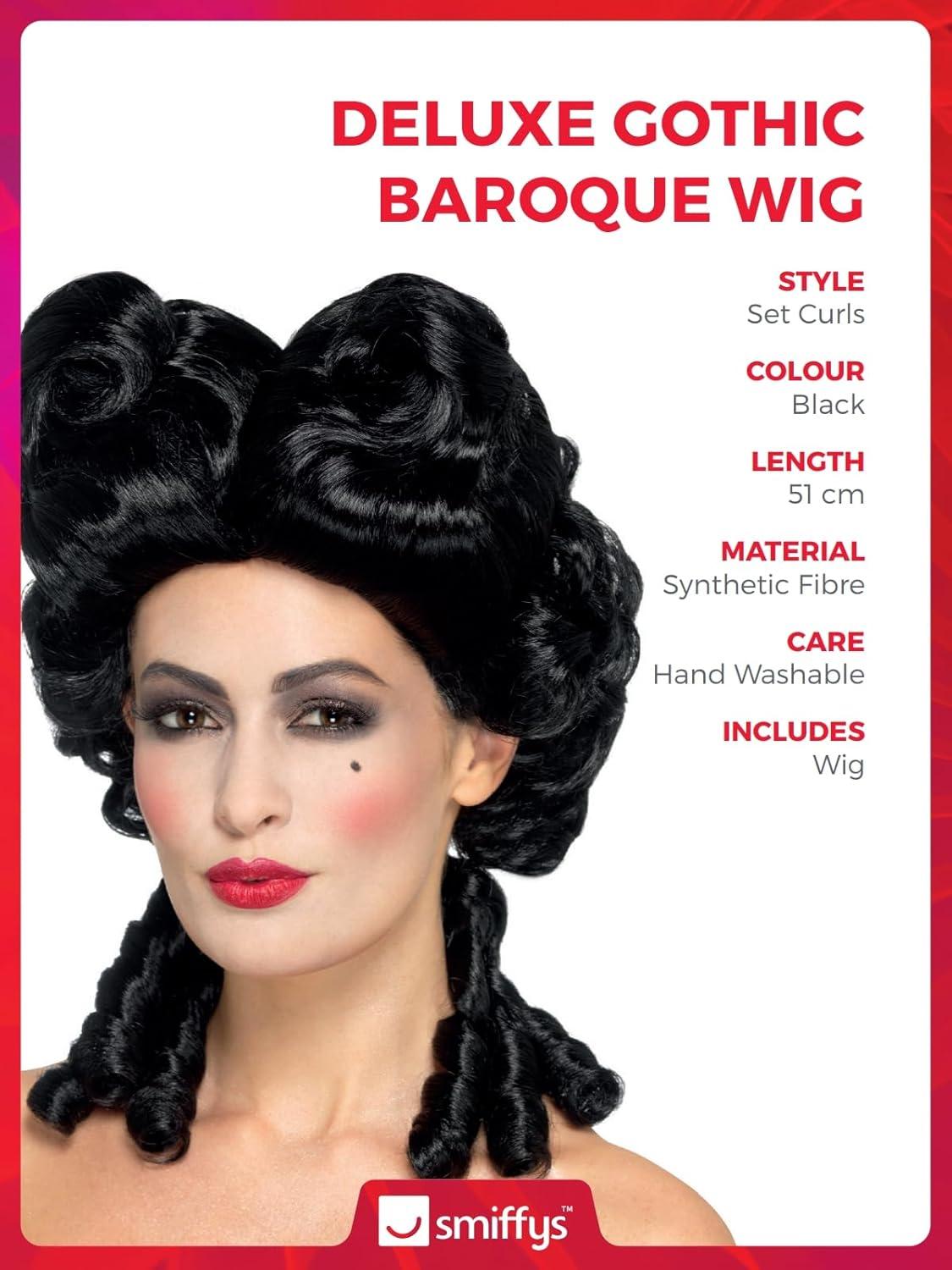 image:imageSmiffys Perruque baroque gothique Noir Halloween CarnavalNoir