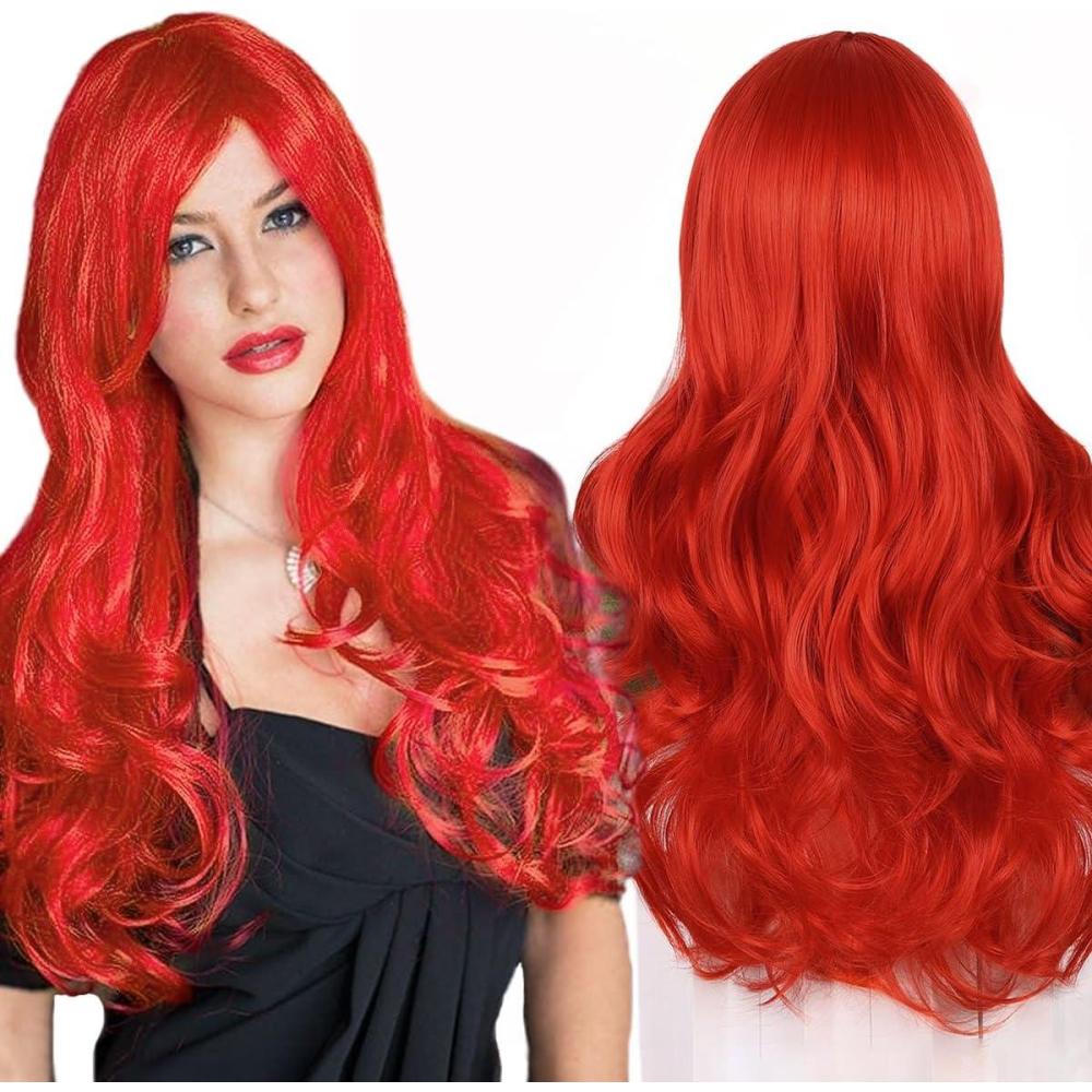 image:imageCreamily Perruques courtes au carr de 25 cm lisses avec frange plate synthtiques colores cosplay fte femmes naturelles comme vrais cheveux bonnet perruque gratuit NoirRouge Ondul